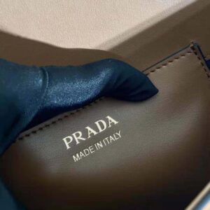 Prada Women Arqué Leather Shoulder Bag with Flap-Brown F0XUG