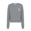 Prada Women Cashmere and Silk Sweater With Intarsia Logo-Silver P24S1L