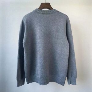 Prada Women Cashmere and Silk Sweater With Intarsia Logo-Silver P24S1L