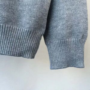 Prada Women Cashmere and Silk Sweater With Intarsia Logo-Silver P24S1L