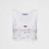 Prada Women Embroidered Ribbed Knit Jersey Top-White 39569R