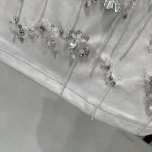 Prada Women Embroidered Ribbed Knit Jersey Top-White 39569R