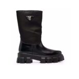Prada Women Monolith Leather and Nylon Boots-Black