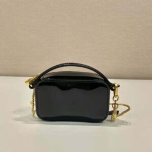 Prada Women Patent Leather Mini-pouch-Black F03KJ