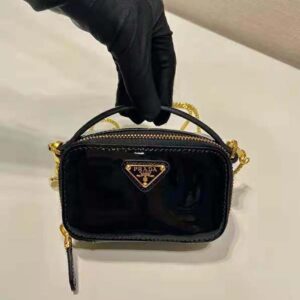 Prada Women Patent Leather Mini-pouch-Black F03KJ