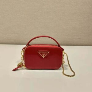 Prada Women Patent Leather Mini-pouch-Red F0E06