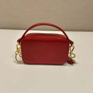 Prada Women Patent Leather Mini-pouch-Red F0E06