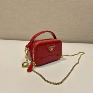 Prada Women Patent Leather Mini-pouch-Red F0E06