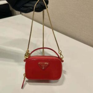 Prada Women Patent Leather Mini-pouch-Red F0E06