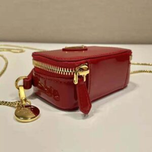 Prada Women Patent Leather Mini-pouch-Red F0E06