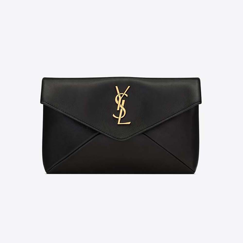 Saint Laurent YSL Women Cassandre Small Envelope Pouch in LambskinBlack
