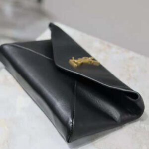 Saint Laurent YSL Women Cassandre Small Envelope Pouch in Lambskin-Black