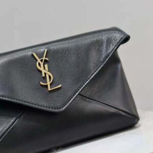 Saint Laurent YSL Women Cassandre Small Envelope Pouch in Lambskin-Black