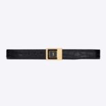 Saint Laurent YSL Women La 66 Buckle Belt in Crocodile-embossed Leather-Black