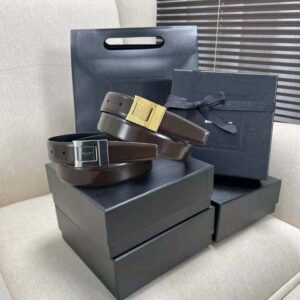 Saint Laurent YSL Women La 76 Buckle Belt in Brushed Leather