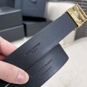 Saint Laurent YSL Women La 76 Buckle Belt in Brushed Leather