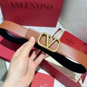 Valentino Women Reversible Vlogo Signature Belt in Glossy Calfskin 40 mm