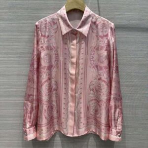 Versace Women Barocco Silk Shirt-Pink 1A10053