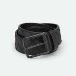 Bottega Veneta Men Intrecciato Belt in a Blown-up Intreccio Weave-Black