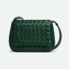 Bottega Veneta Unisex Small Cobble Messenger in Calfskin Leather-Dark Green