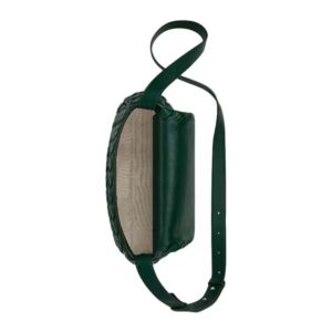 Bottega Veneta Unisex Small Cobble Messenger in Calfskin Leather-Dark Green
