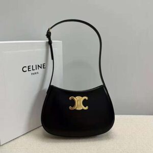 Celine Women Medium Tilly Bag in Shiny Calfskin-Black