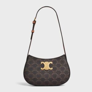 Celine Women Medium Tilly Bag in Triomphe Canvas and Calfskin