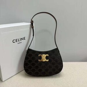 Celine Women Medium Tilly Bag in Triomphe Canvas and Calfskin
