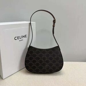 Celine Women Medium Tilly Bag in Triomphe Canvas and Calfskin