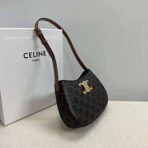Celine Women Medium Tilly Bag in Triomphe Canvas and Calfskin