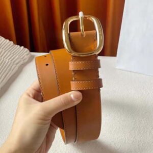 Celine Women Medium Twin Triomphe Belt in Vintage Calfskin-Brown