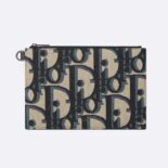 Dior Men A5 Pouch Beige and Black Maxi Dior Oblique Jacquard