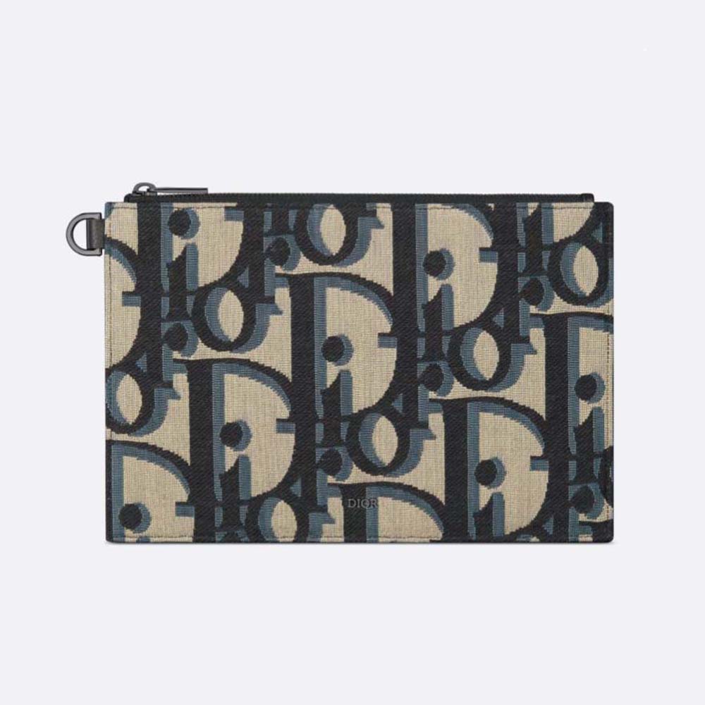 Card Holder Beige and Black Dior Oblique Jacquard with Black