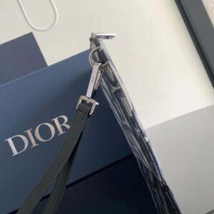 Dior Men A5 Pouch Beige and Black Maxi Dior Oblique Jacquard