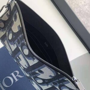 Dior Men A5 Pouch Beige and Black Maxi Dior Oblique Jacquard
