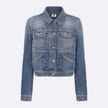 Dior Women Cropped Jacket Blue Stonewashed Cotton Denim