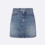 Dior Women Flared Miniskirt Blue Stonewashed Cotton Denim
