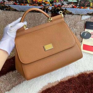 Dolce Gabbana D&G Women Medium Dauphine Leather Sicily Bag-Beige