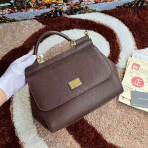 Dolce Gabbana D&G Women Medium Dauphine Leather Sicily Bag-Bordeaux