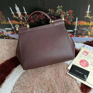 Dolce Gabbana D&G Women Medium Dauphine Leather Sicily Bag-Bordeaux