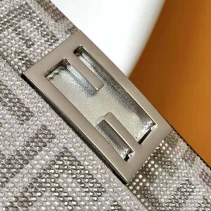 Fendi Women Baguette Mini Silver Leather Bag with Crystal FF Motif