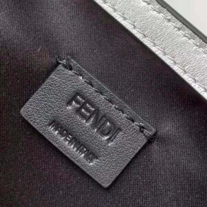 Fendi Women Baguette Mini Silver Leather Bag with Crystal FF Motif