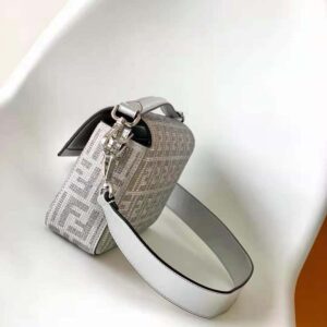 Fendi Women Baguette Silver Leather Bag with Crystal FF Motif
