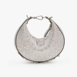 Fendi Women Fendigraphy Mini Silver Leather Mini Bag with Crystal FF Motif