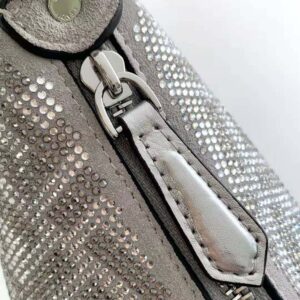 Fendi Women Fendigraphy Mini Silver Leather Mini Bag with Crystal FF Motif