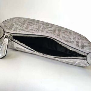 Fendi Women Fendigraphy Mini Silver Leather Mini Bag with Crystal FF Motif
