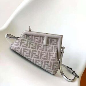 Fendi Women First Small Silver Leather Bag with Crystal FF Motif