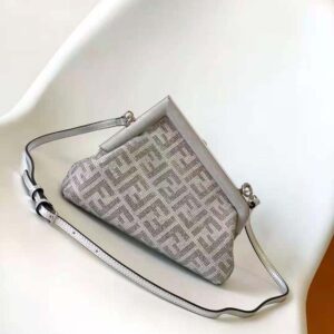 Fendi Women First Small Silver Leather Bag with Crystal FF Motif