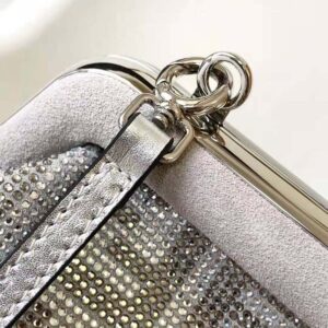 Fendi Women First Small Silver Leather Bag with Crystal FF Motif