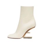 Fendi Women First White Leather High-heeled Ankle Boots